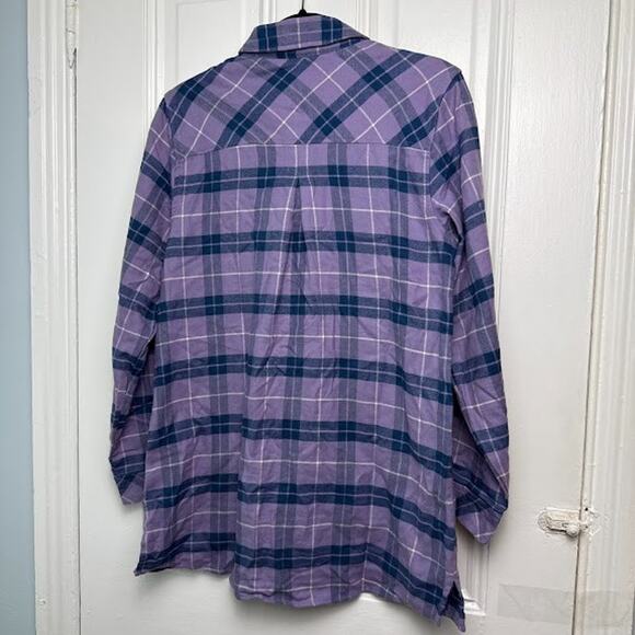 Joan Rivers Cotton Plaid Flannel Snap Front Shirt Womens Small Purple Button Up - Picture 5 of 9